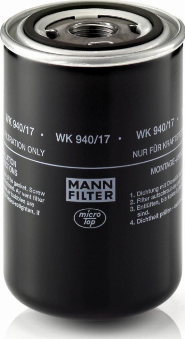 Mann-Filter WK 940/17 — Filtr paliwa