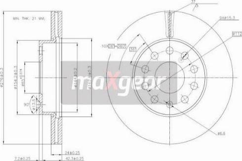 Maxgear 19-3238 - TARCZA HAM. VW P. GOLF 12--OCTAVIA-A3-LEON 12- 276MM