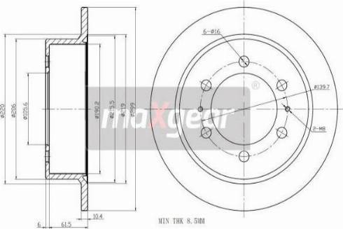Maxgear 19-2526 - TARCZA HAM. SSANGYONG T. REXTON-MUSSO-KORANDO