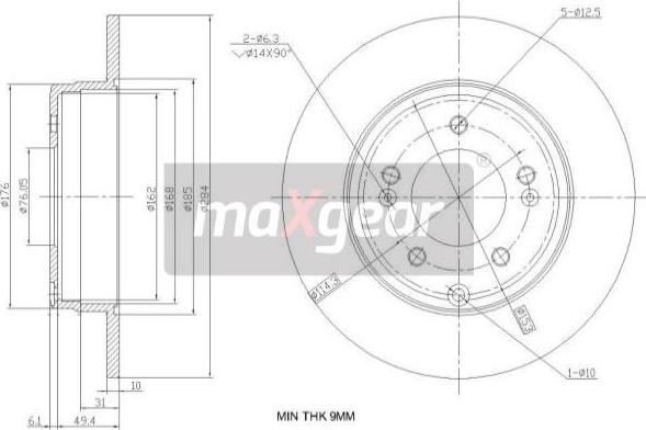 Maxgear 19-2382 - TARCZA HAM. HYUNDAI T. SONATA 05--GRANDEUR 11--IX35 13--KIA OPTIMA 10-