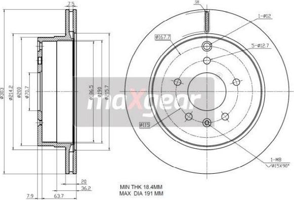 Maxgear 19-2370 - TARCZA HAM. OPEL T. ANTARA-CAPTIVA 303X20