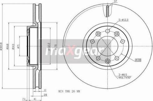 Maxgear 19-2749 - TARCZA HAM. PEUGEOT P. 308 13--508 10--407 10- 304MM