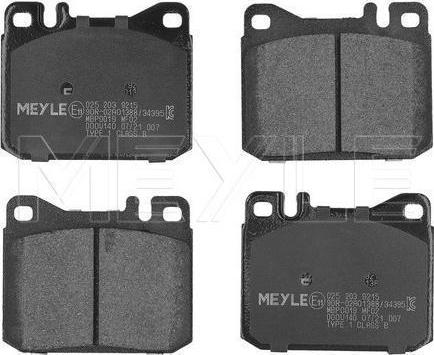 Meyle 025 203 9215 — Zestaw klocków hamulcowych, hamulce tarczowe