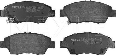 Meyle 025 216 9416/W — Zestaw klocków hamulcowych, hamulce tarczowe