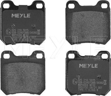 Meyle 025 210 5015 — Zestaw klocków hamulcowych, hamulce tarczowe