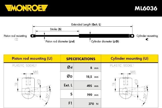 MONROE ML6036 - Sprężyna gazowa