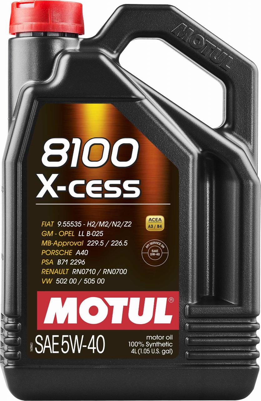 Motul 104256 - OLEJ MOTUL 5W40 4L 8100 X-CESS - A3-B4 - 502.00 505.00 - 229.5 226.5 - A40 - RN0710 - 9.55535 - B71 2296