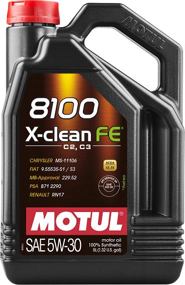 Motul 112781 - OLEJ MOTUL 5W30 5L 8100 X-CLEAN FE C2-C3 - SP - 229.52 - B71 2290 - RN17 - 9.55535-S1-S3