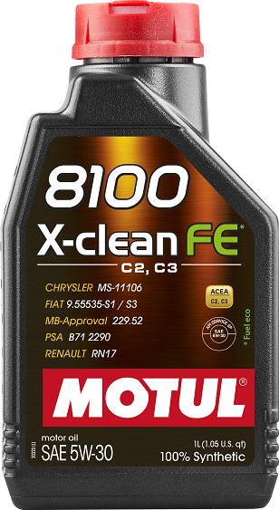 Motul 112771 - OLEJ MOTUL 5W30 1L 8100 X-CLEAN FE C2-C3 - SP - 229.52 - B71 2290 - RN17 - 9.55535-S1-S3