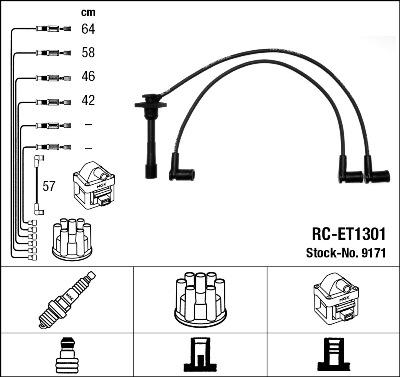 NGK 9171 - PRZEWODY WYS. NAP. TOYOTA 1.6 AVENSIS 97-