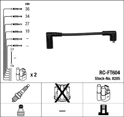 NGK 8205 — Zestaw przewodów zapłonowych