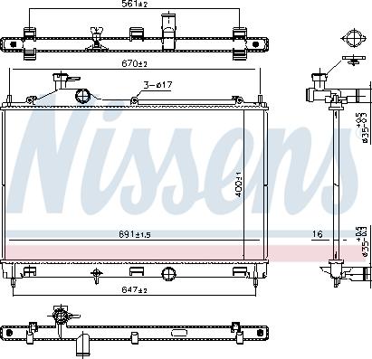 NISSENS 607027 — Chłodnica, układ chłodzenia silnika