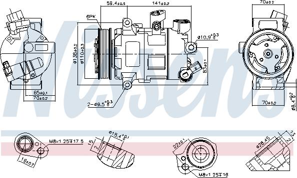 NISSENS 890607 - KOMPRESOR KLIMATYZACJI AUDI A 1 - S 1 8X 10-. AUDI A 3 - S 3 8V 12-. AUDI Q2 16-. AUDI Q3 8U 11-. AUDI TT FV 14-. SEAT ARO