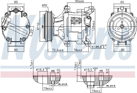 NISSENS 890079 - KOMPRESOR KLIMATYZACJI TOYOTA YARIS - ECHO I #P10 99-. TOYOTA YARIS - ECHO VERSO #P20 99-