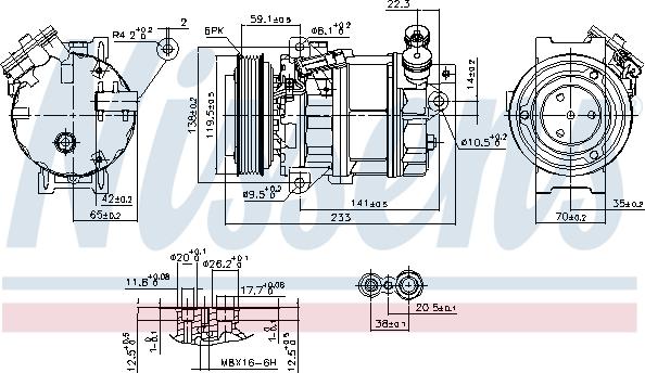 NISSENS 890354 - Sprężarka klimatyzacji sprężająca i cyrkulująca czynnik chłodniczy
