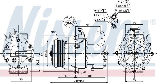 NISSENS 89037 - Sprężarka klimatyzacji sprężająca i cyrkulująca czynnik chłodniczy