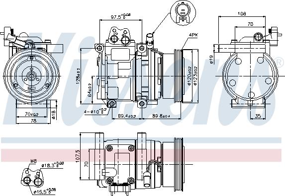 NISSENS  89290 - KOMPRESOR KLIMATYZACJI KIA CERATO LD 04-. KIA SPECTRA II LD 04-