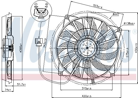 NISSENS 85637 - WENTYLATOR CHŁODNICY AUDI A 4 - S 4 B6. B7 00-. AUDI A 5 - S 5 8T 07-. AUDI RS 4 B7 05-. AUDI RS 4 B8 12-. AUDI RS 5 B8 1