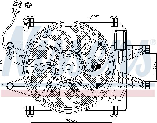 NISSENS 85167 - WENTYLATOR CHŁODNICY FIAT BRAVA 182 95-. FIAT BRAVO I 182 95-. FIAT MAREA 185 96-. FIAT MULTIPLA 186 98-