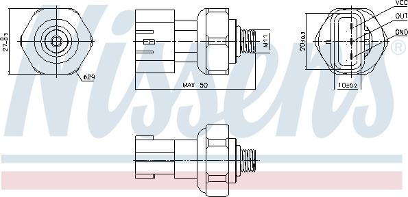 NISSENS 301090 — Przełącznik ciśnieniowy, klimatyzacja