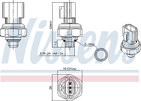 NISSENS 301077 — Przełącznik ciśnieniowy, klimatyzacja