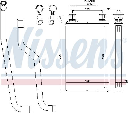 NISSENS 70978 - Chłodnica układu ogrzewania kabiny pasażerskiej (HVAC)