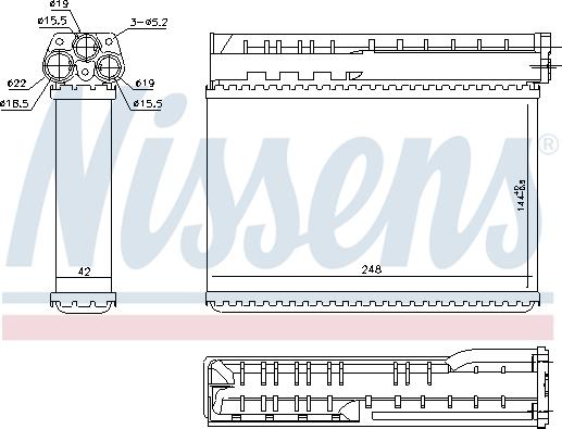 NISSENS 70512 - Chłodnica układu ogrzewania kabiny pasażerskiej (HVAC)