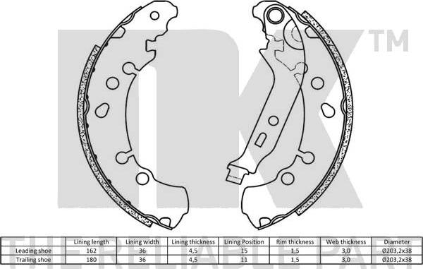 NK 2745781 - SZCZĘKI HAM. TOYOTA YARIS 06- FRANCJA