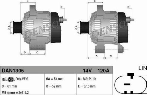 Denso DAN1305 - Alternator