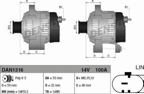 Denso DAN1316 - Alternator