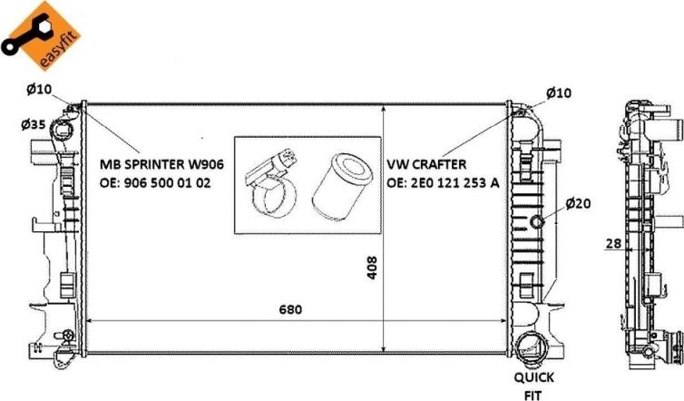 NRF 53885A - CHŁODNICA MERCEDES SPRINTER 07-