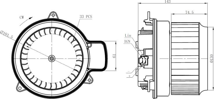 NRF 34287 — Wentylator wewnętrzny