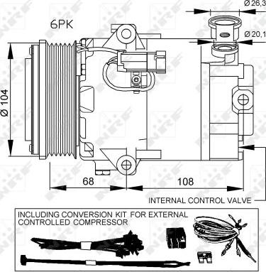 NRF 32428 - KOMPRESOR KLIMATYZACJI OPEL ASTRA H CVC 6PK