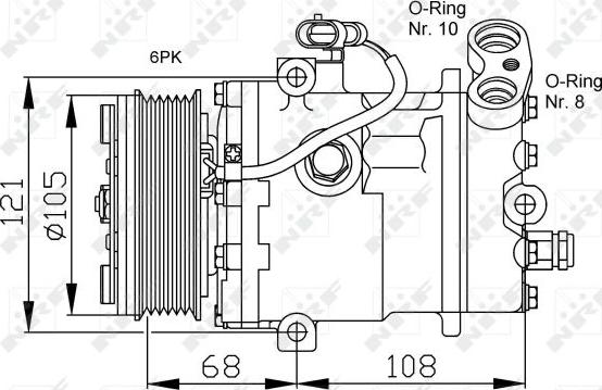 NRF 32232 - KOMPRESOR KLIMATYZACJI OPEL ASTRA G SD6V12