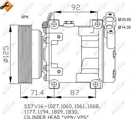 NRF 32742 - KOMPRESOR KLIMATYZACJI DACIA DUSTER 10-. LOGAN 05-. SANDERO 08-
