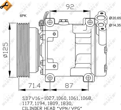 NRF 32742 - KOMPRESOR KLIMATYZACJI DACIA DUSTER 10-. LOGAN 05-. SANDERO 08-