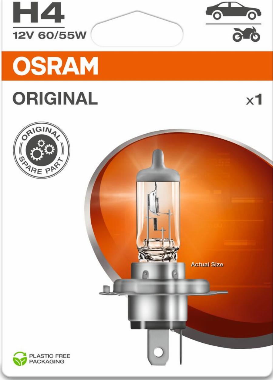 OSRAM 64193-1BL - ŻARÓWKA ORGINAL H4 12V-60-55W P43T 12V 1SZT. BLISTER EKO