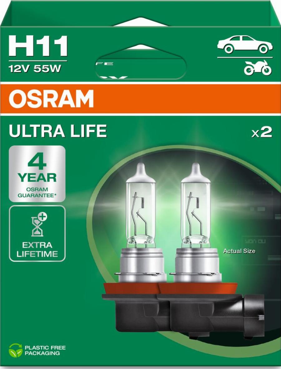 OSRAM 64211ULT-2HB - ŻARÓWKA ULTRA LIFE H11 12V-55W PGJ19-2 2SZT. EKO
