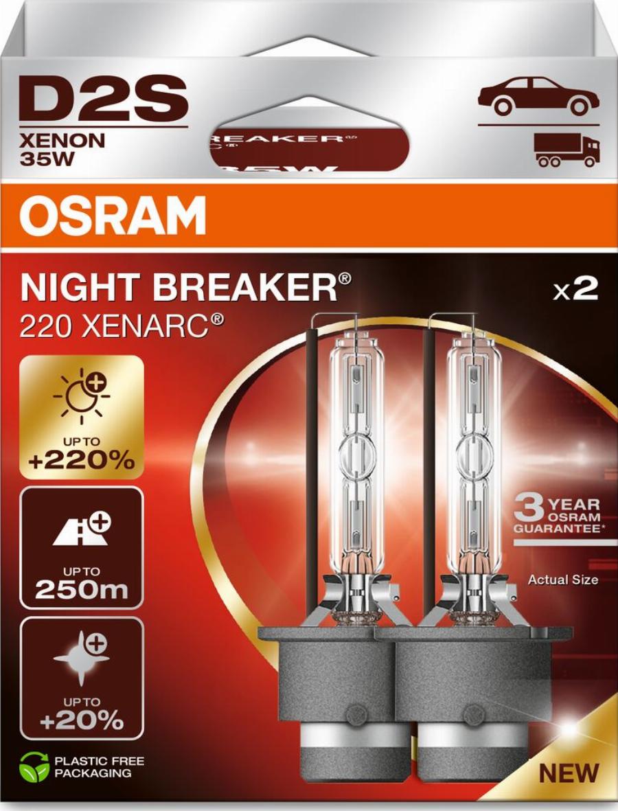 OSRAM 66240XN2-2HB - ŻARÓWKA NIGHT BREAKER LASER XENARC GEN2 D2S 85V. 35W. P32D-2 2SZT. EKO