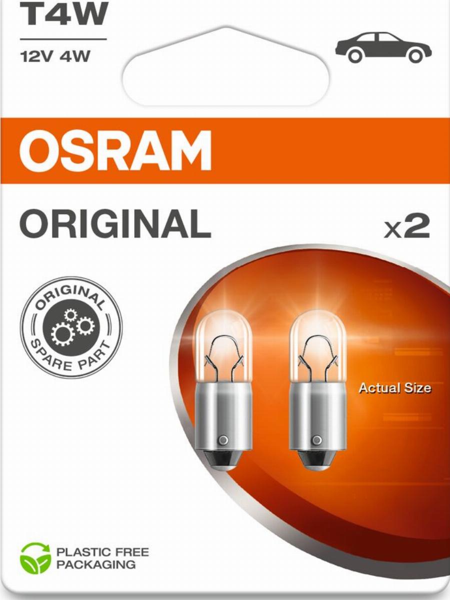 OSRAM 3893-2BL - ŻARÓWKA ORGINAL T4W 12V-4W BA9S 2SZT. BLISTER Z COK. MET. 2SZT. BLISTER EKO