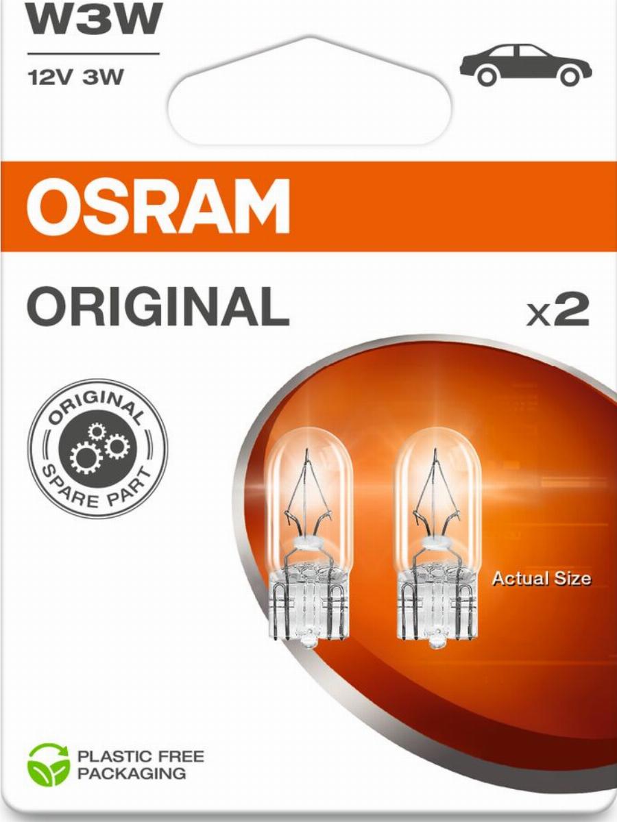 OSRAM 2821-2BL - ŻARÓWKA ORGINAL W3W 12V-3W W2.1X9.5D CAŁOSZKLANA 2SZT. BLISTER EKO