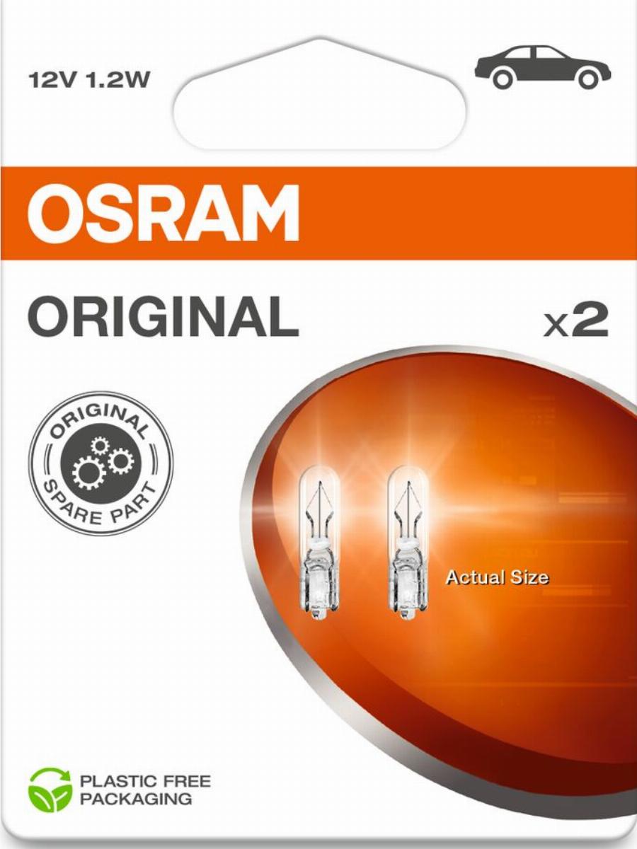 OSRAM 2721-2BL - ŻARÓWKA ORGINAL PBT5 W1.2W W2X4.6D 12V 2SZT. BLISTER EKO
