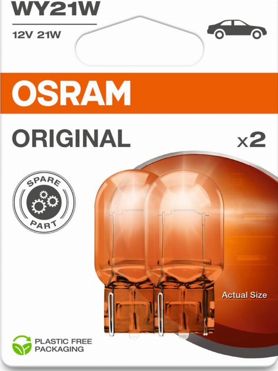 OSRAM 7504-2BL - ŻARÓWKA ORGINAL WY21W W3X16D 12V-21W CAŁOSZKLANA 2SZT. BLISTER EKO