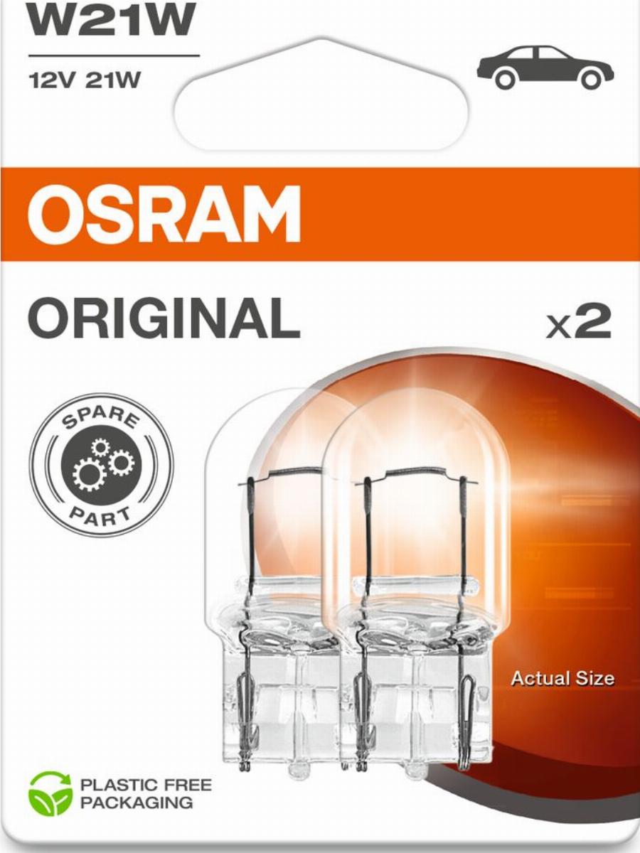 OSRAM 7505-2BL - ŻARÓWKA ORGINAL W21W W3X16D 12V-21W CAŁOSZKLANA 2SZT. BLISTER EKO