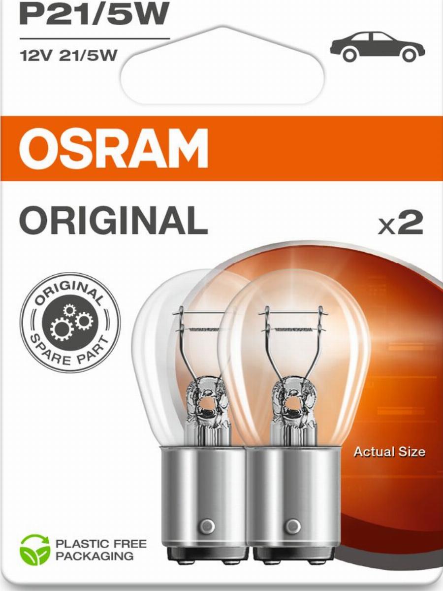 OSRAM 7528-2BL - ŻARÓWKA ORGINAL P21-5W 12V-21-5W BAY15D 2SZT. BLISTER EKO