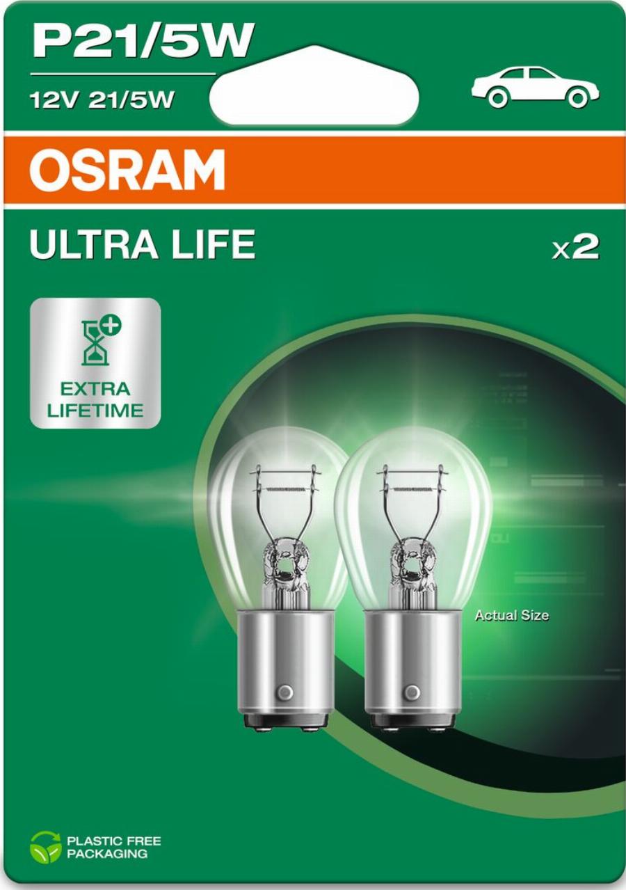 OSRAM 7528ULT-2BL - ŻARÓWKA ULTRA LIFE P21-5W 12V-21-5W BAY15D 2SZT. BLISTER EKO