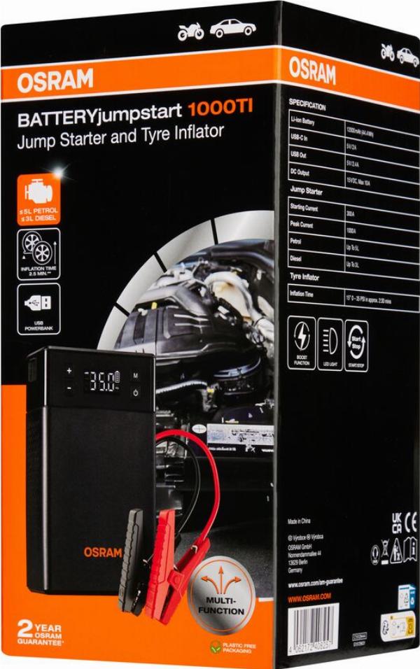 OSRAM OJS020TI - ROZRUSZNIK LITOWY BATTERYJUMPSTART 1000TI 12V ROZRUCH.1000A  POMPKA DO OPON
