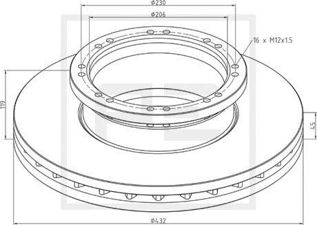 PE Automotive 036.132-00A — Tarcza hamulcowa