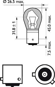 PHILIPS 12496NACP - ŻARÓWKA PY21W 12V-21W POMARAŃCZOWA BAU15S
