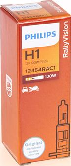 PHILIPS 12454RAC1 - ŻARÓWKA H1 12V-100W RALLY 1SZT. BRAK ECE